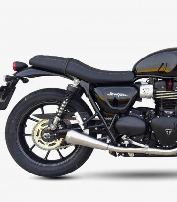 Ironhead OVC11SS exhaust for Triumph Street Twin 900 (16-20), Speed Twin (16-20), Street Cup color Steel OT460SS+OT461SS