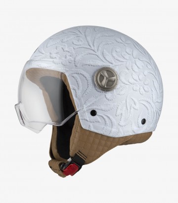 Casco Jet NZI Zeta 2 Optima Brocado Blanco Mate