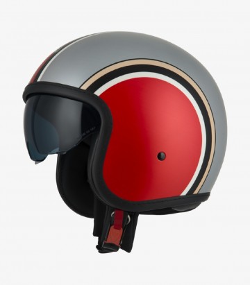 Casco Jet NZI Rolling 4 Sun Diana Rojo y Plata Mate