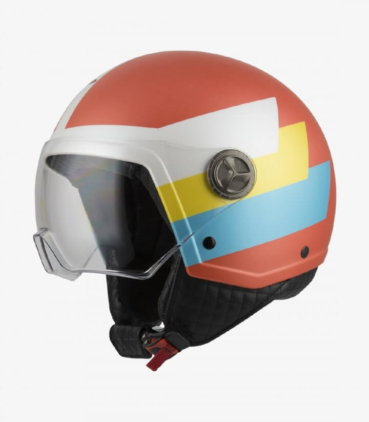 NZI Zeta 2 Optima Bandi Coral & Turquoise Matt Open Face Helmet