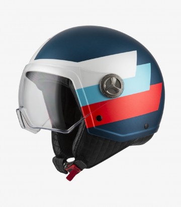 Casco Jet NZI Zeta 2 Optima Bandi Azul y Rojo