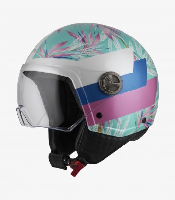 Casco Jet NZI Zeta 2 Optima Blue Leaves Mate