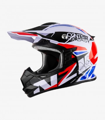 Casco Integral NZI Knobby Contest Blanco, rojo y azul