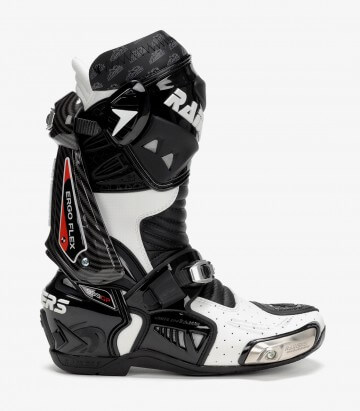 Botas de moto unisex Rainers 999 GP Carbono negro y blanco 999GPCARBONOB