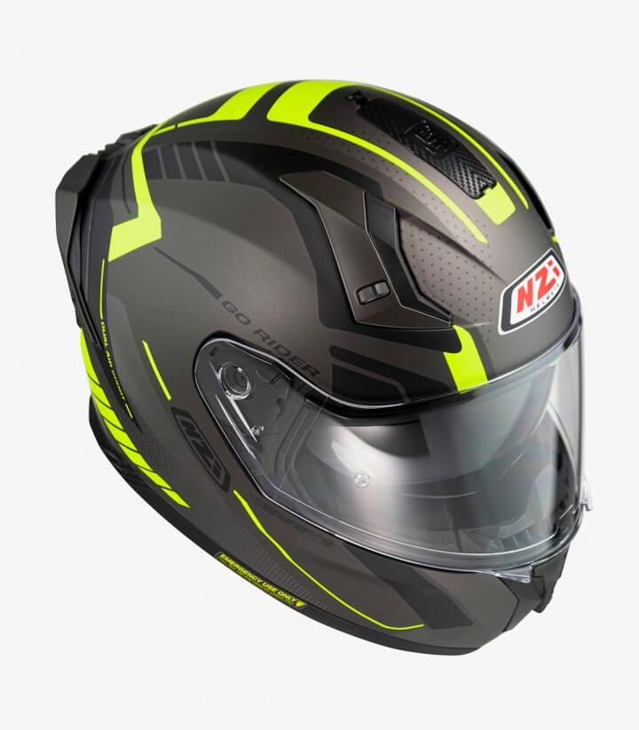 Casco Integral NZI Go Rider Motion Negro, antracita y amarillo mate