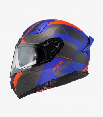 Casco Integral NZI Go Rider Trident Azul, antracita y naranja mate