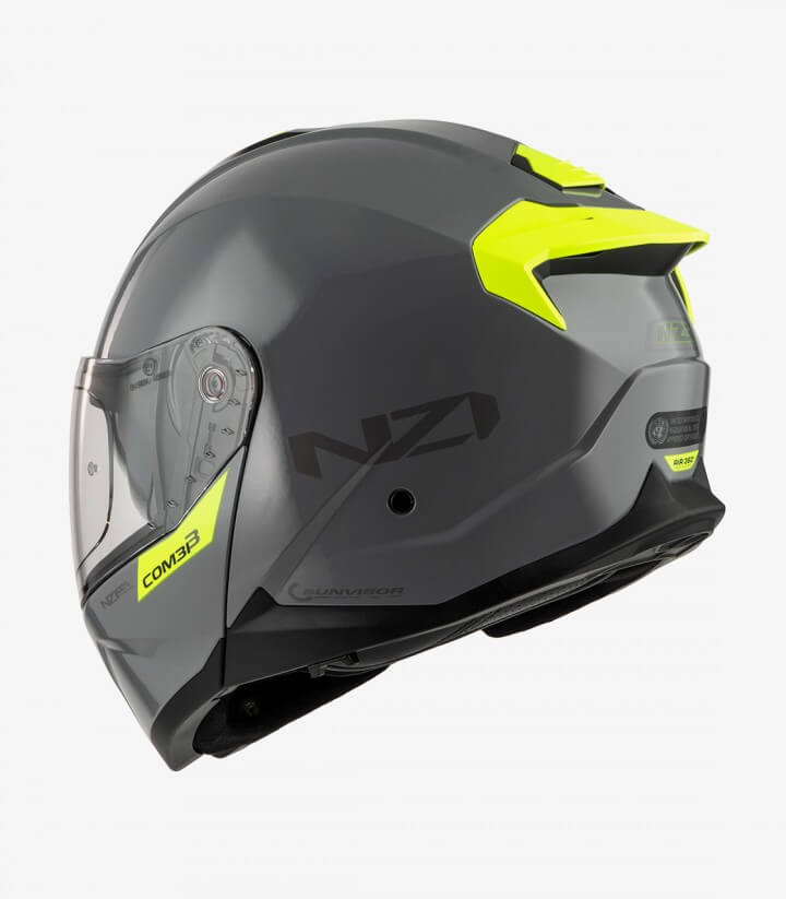 Casco Modular NZI Combi 3 Duo Solid Gris y Amarillo