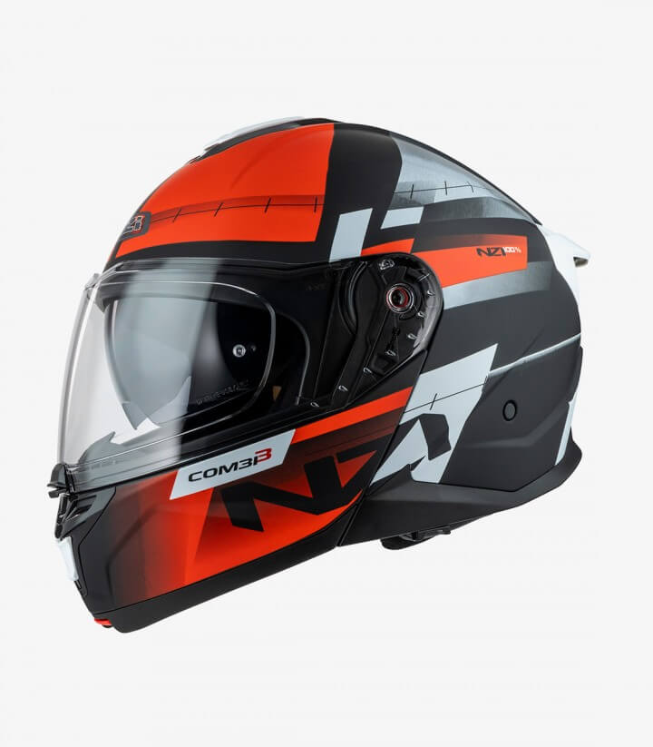 Casco Modular NZI Combi 3 Duo Metric Negro, Rojo y Blanco Mate