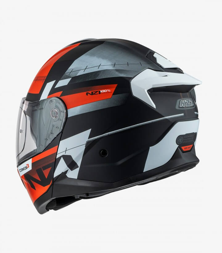 Casco Modular NZI Combi 3 Duo Metric Negro, Rojo y Blanco Mate