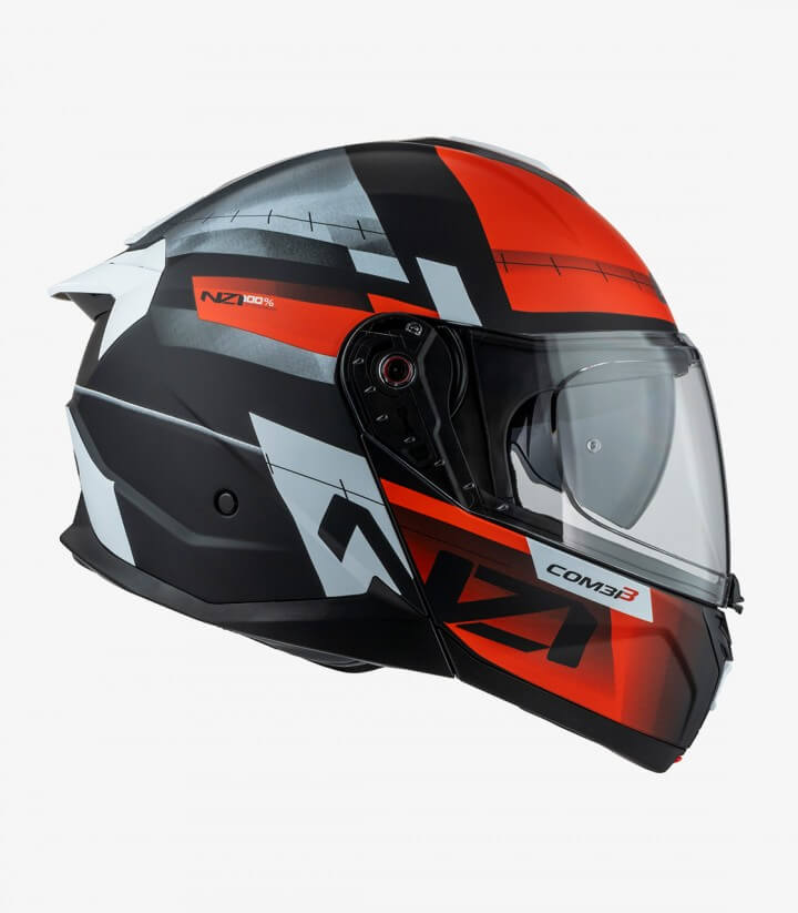 Casco Modular NZI Combi 3 Duo Metric Negro, Rojo y Blanco Mate