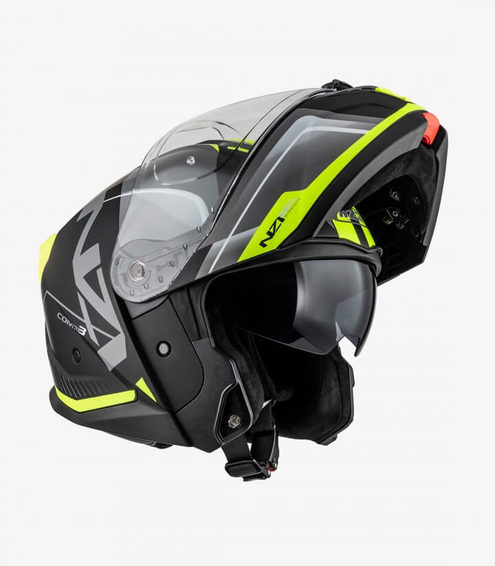 Casco Modular NZI Combi 3 Duo Orbe Negro, Antracita y Amarillo Mate