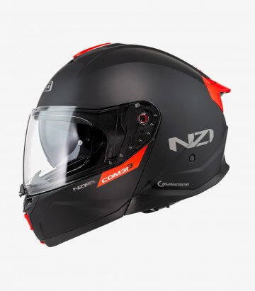 NZI Combi 3 Duo Solid Black and Red Matt Modular Helmet