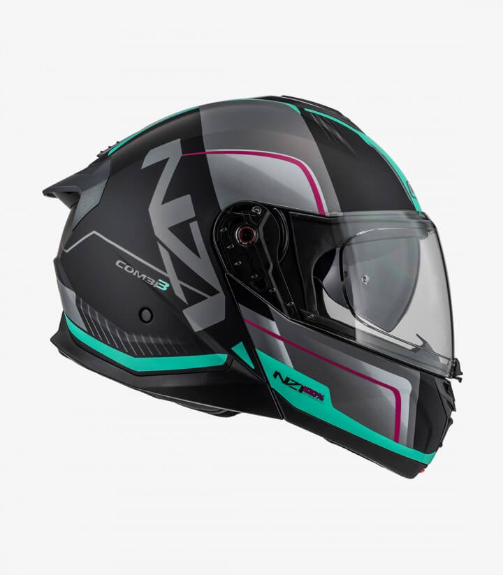 NZI Combi 3 Duo Orbe Black, Anthracite and Turquoise Matt Modular Helmet