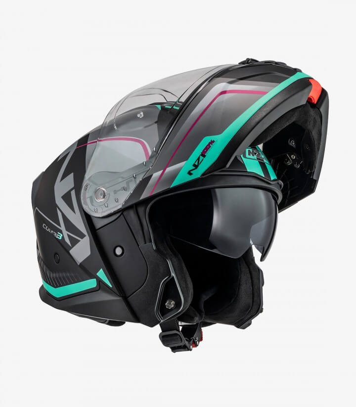 NZI Combi 3 Duo Orbe Black, Anthracite and Turquoise Matt Modular Helmet