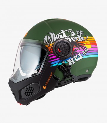 Casco Modular NZI Minimod Duo Rainbow Verde Mate y Arcoirís