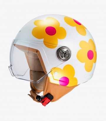 Casco Jet NZI Zeta 2 ARP Margaritas Naranja y Rosa