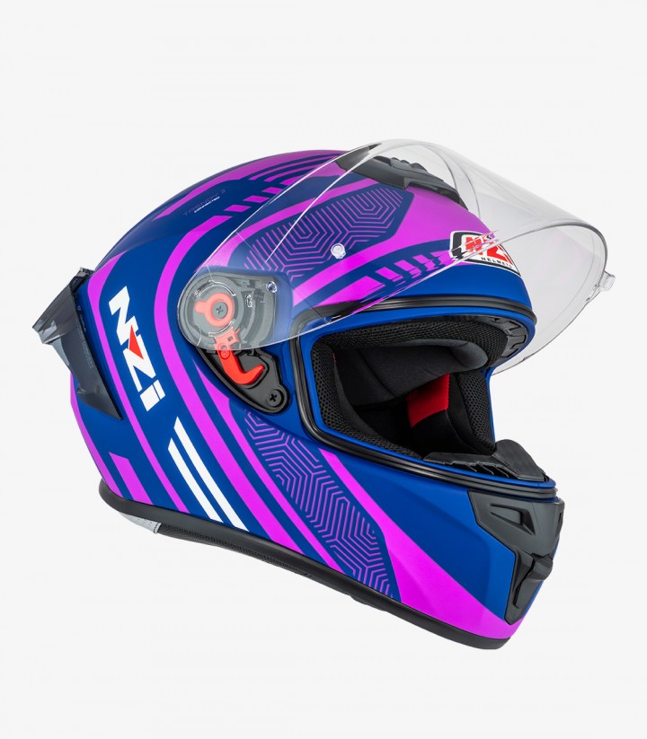 NZI Trendy 3 Stream Connected Pink & Blue Full Face Helmet