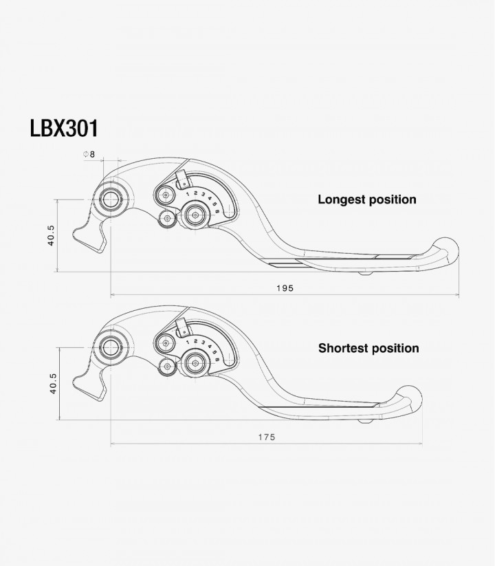 Maneta de Freno Adjustable Plus Rizoma Kawasaki Ninja ZX-10R/ZX-6R, Z 1000, Z 900 SE/RS (05-26) Negro LBX301B