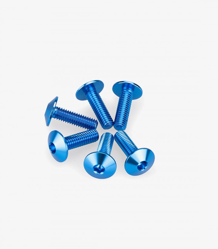 Puig 6 M6x20 Screws Kit with Ø13.9 mm Head in Blue 21764A