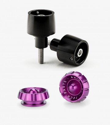 Puig Thruster 9877N+9420L Bar Ends in Purple for Kawasaki Ninja 650, Ninja H2 SX, Versys-X 300, Z650