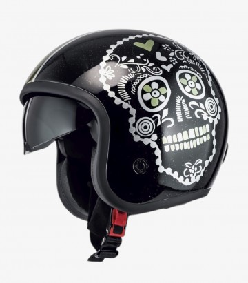 NZI Hopper Viva Black & White Open Face Helmet